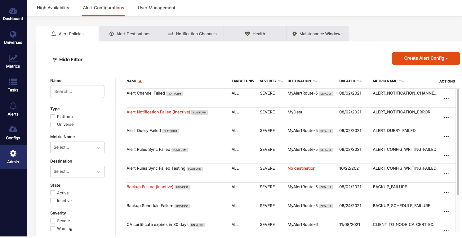 Configure alerts