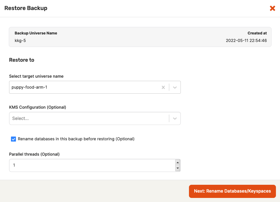 Restore backup - YCQL